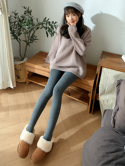 Casual Skinny Leg Velvet Keep Warm Solid Color Thermal Pants Bottoms