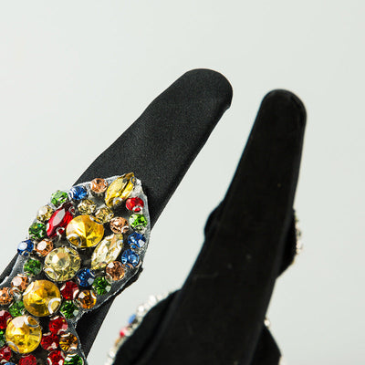 new super exaggerated starry colorful rhinestone wide-brimmed headband women's luxury fabric headwear