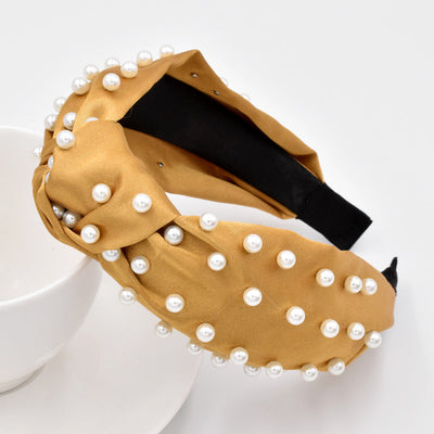 new full pearl headband fabric knotted solid color headband fashion hair accessories