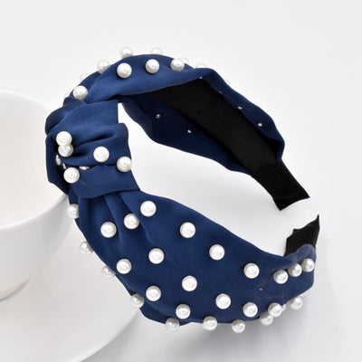 new full pearl headband fabric knotted solid color headband fashion hair accessories