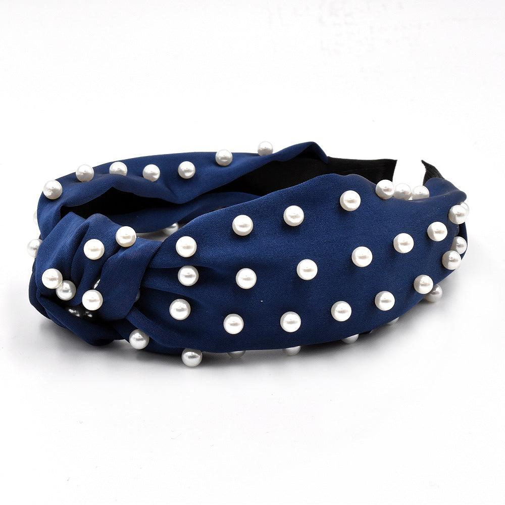 new full pearl headband fabric knotted solid color headband fashion hair accessories