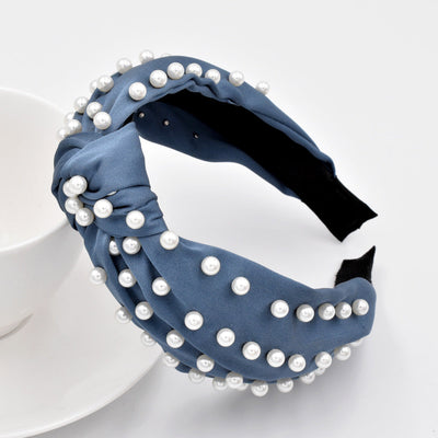 new full pearl headband fabric knotted solid color headband fashion hair accessories