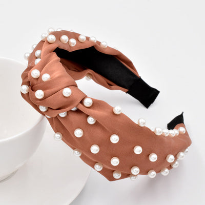 new full pearl headband fabric knotted solid color headband fashion hair accessories