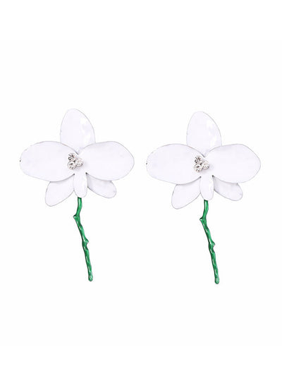 Flower Shape Rhinestone Shiny Earrings Accessories