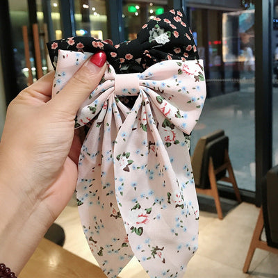 new korean  floral bow hairpin