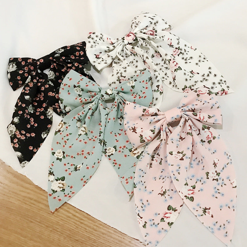 new korean  floral bow hairpin