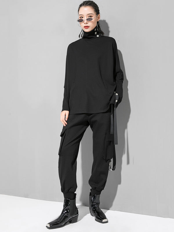 Original Solid Stand Collar T-Shirts Tops