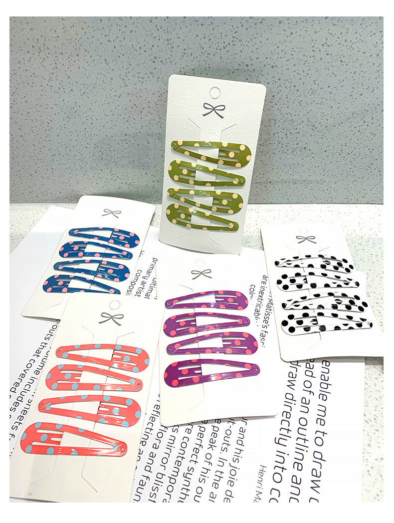 simple style water droplets metal plating hair clip 1 set