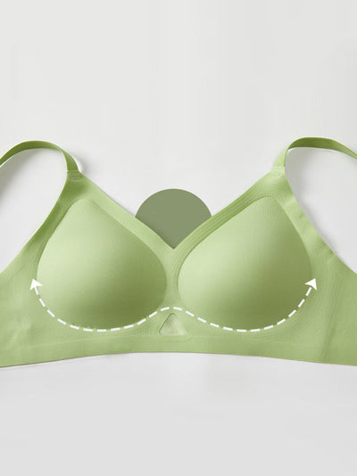 Women Artsy Pure Color Fixed Cup Satin Bra