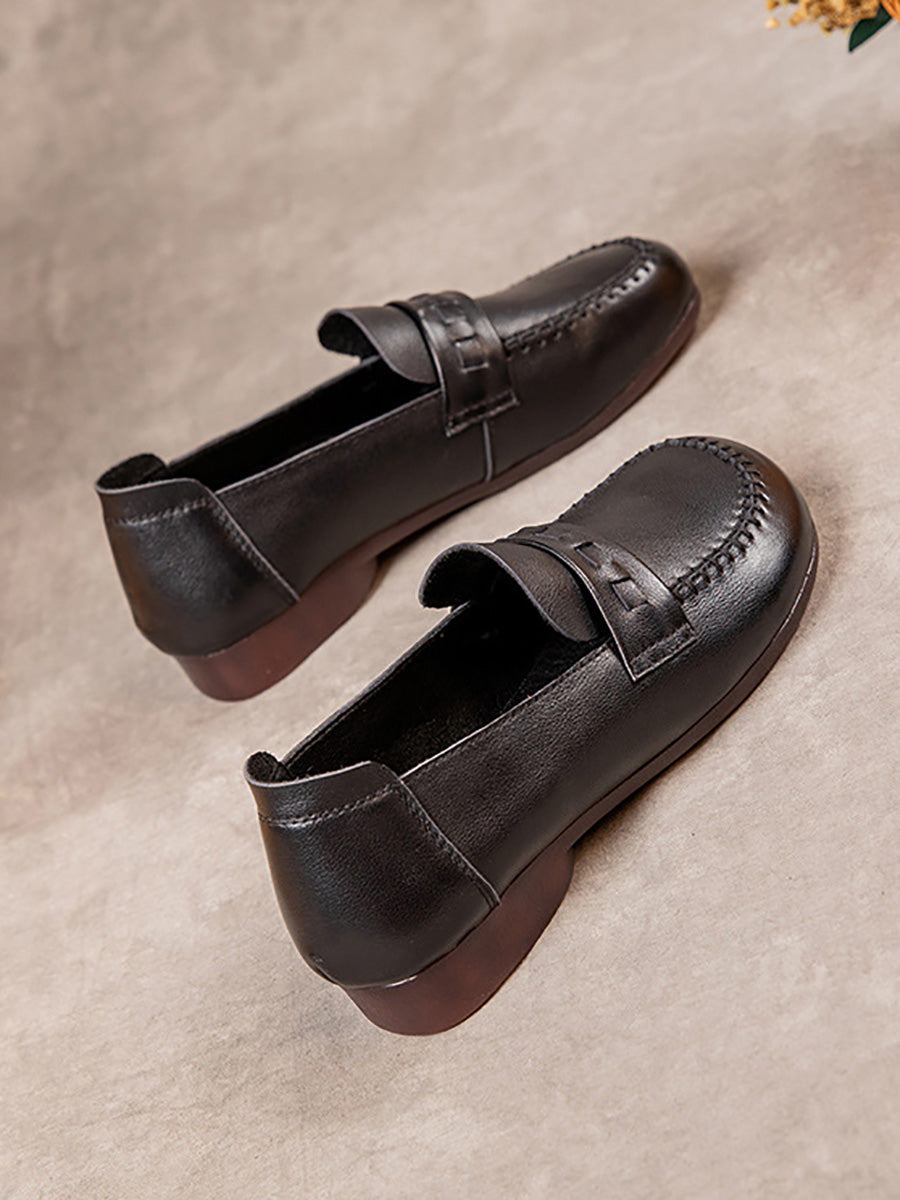 Women Vintage Genuine Leather Low Heel Shoes