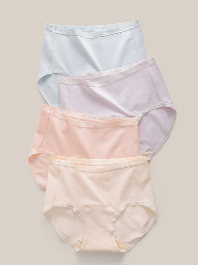 4 Pieces Summer Women Pure Color 100%Cotton Underwear
