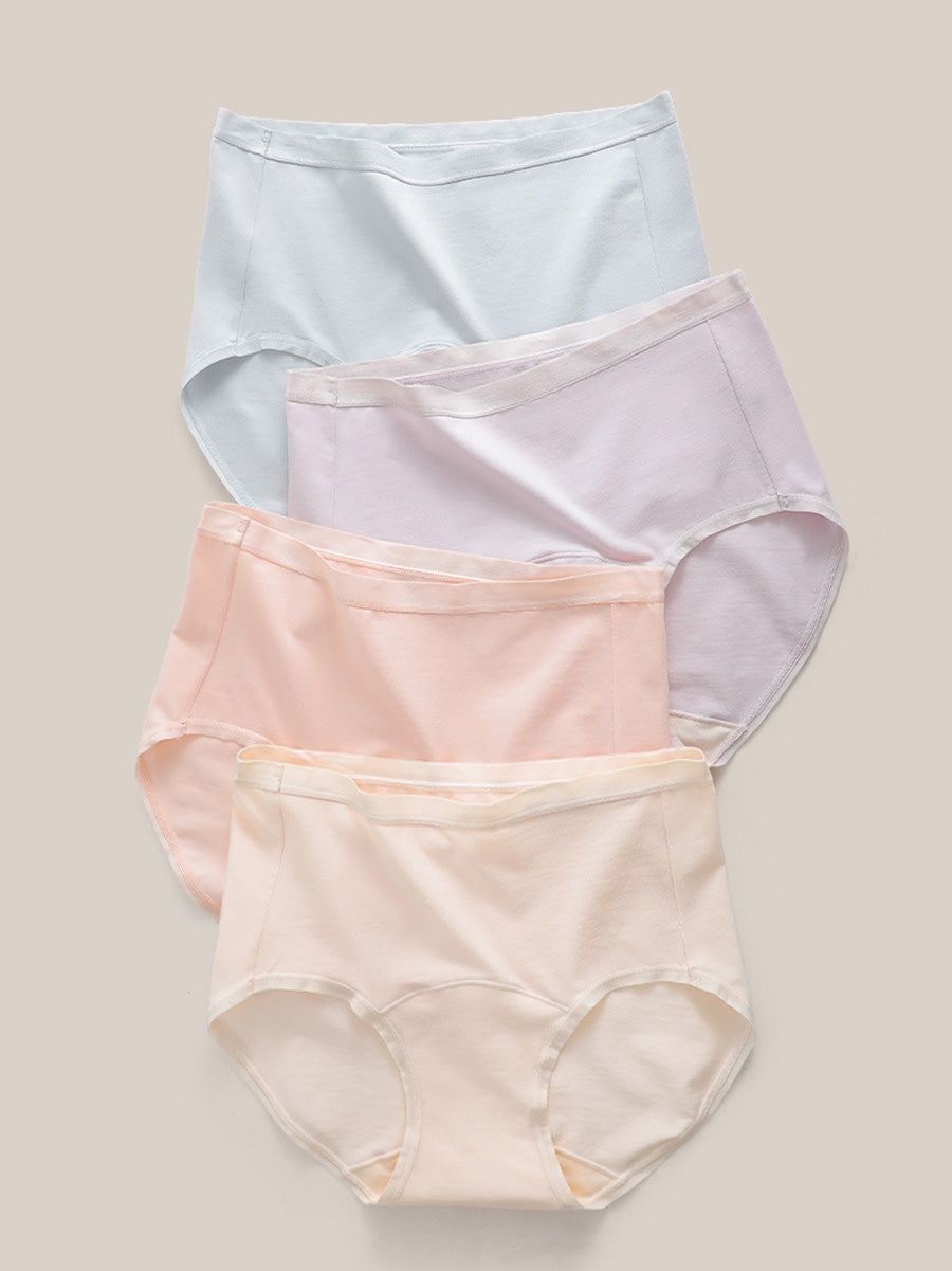 4 Pieces Summer Women Pure Color 100%Cotton Underwear