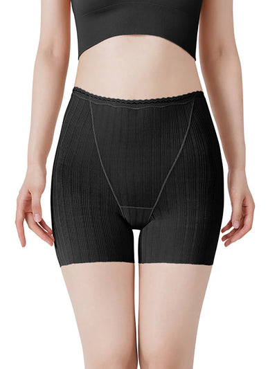 Women Pure Color Lace Waist Safety Bottom Pants