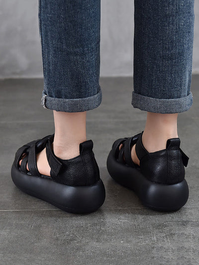 Women Casual Summer Leather Weave Platform Sandals