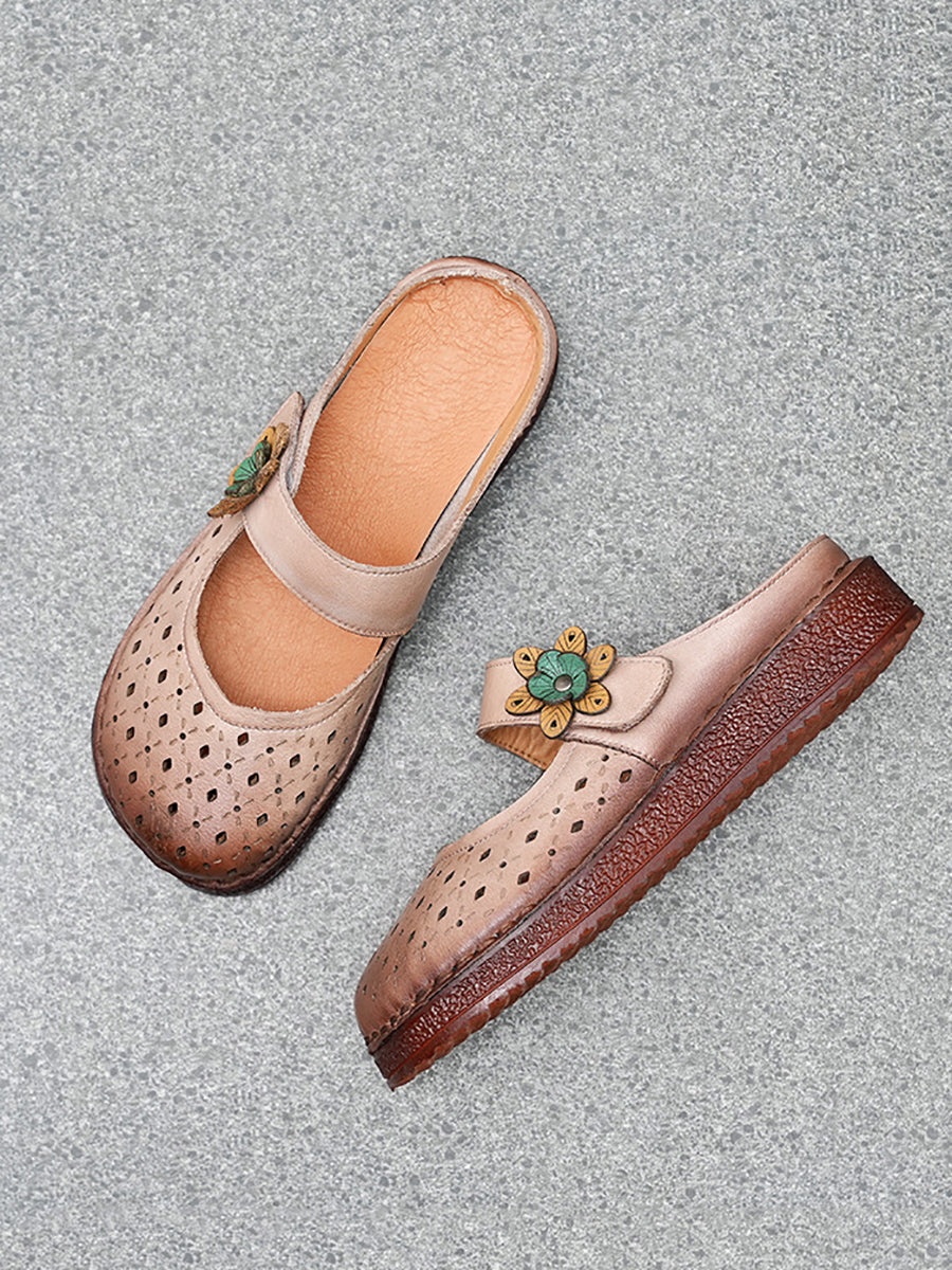 Women Summer Vintage Genuine Leather Sandals