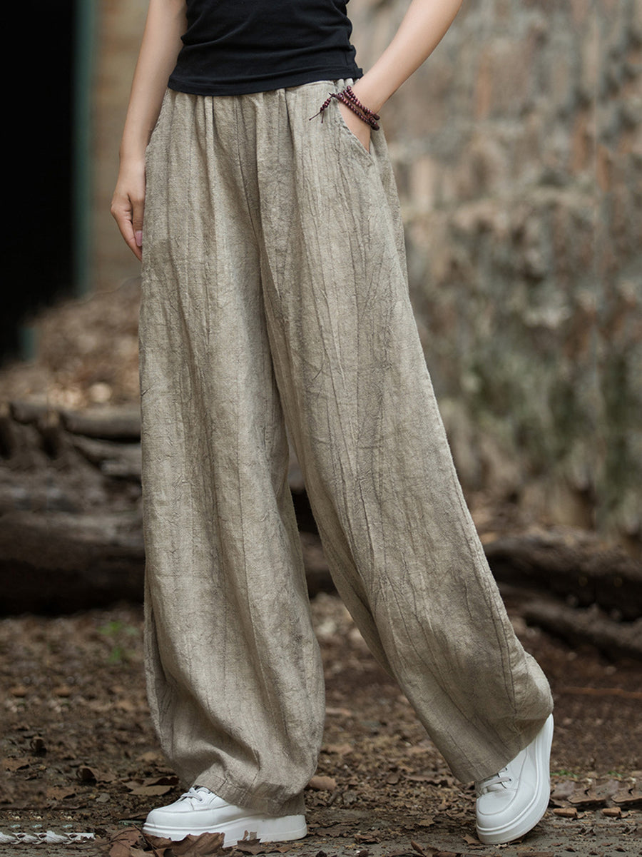 Plus Size Women Vintage Winter Tie-dye Fleece-lined Harem Pants