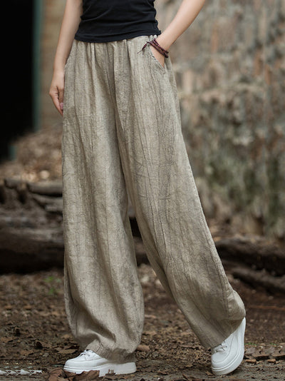 Plus Size Women Vintage Winter Tie-dye Fleece-lined Harem Pants