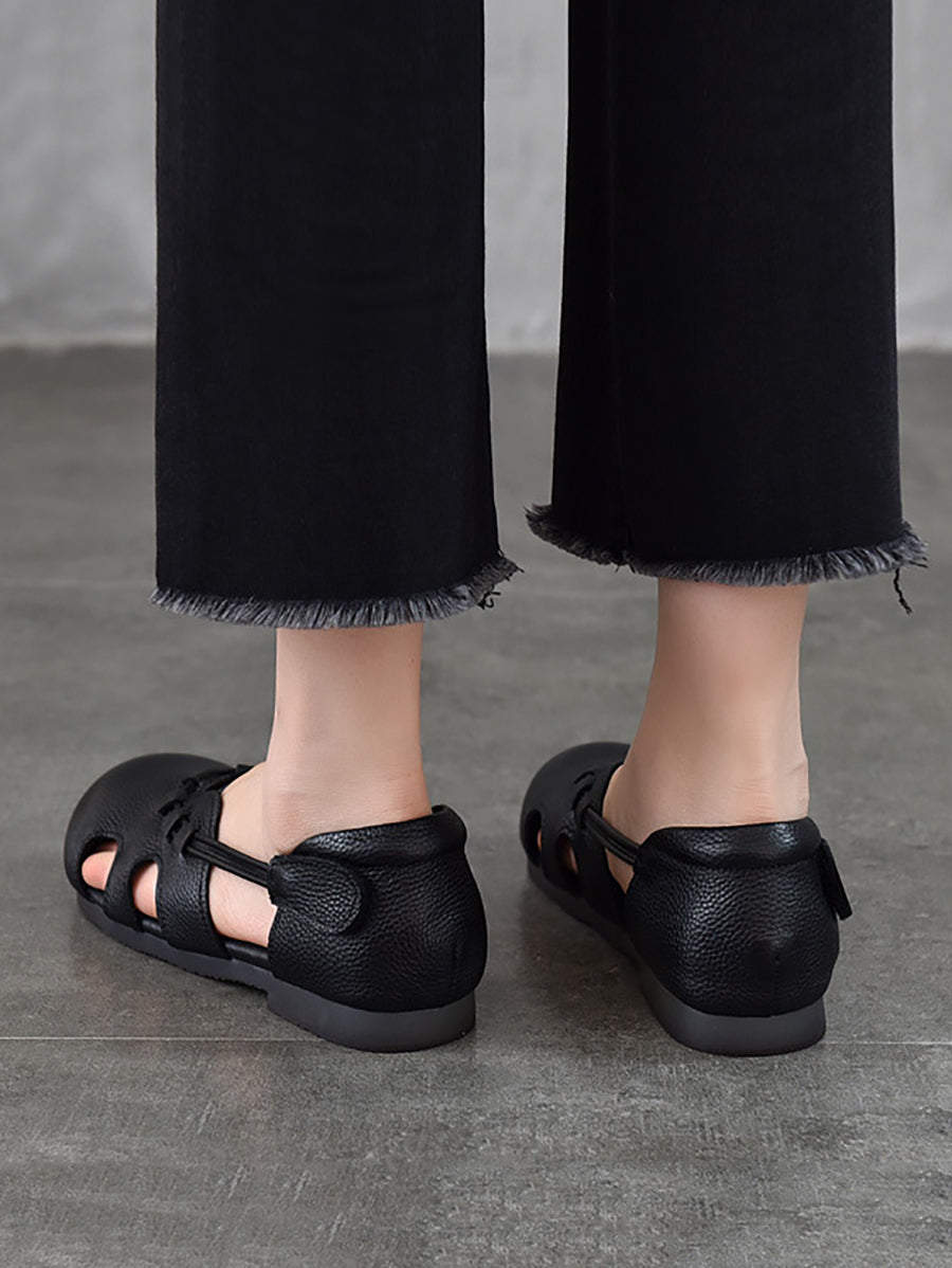 Women Casual Summer Genuine Leather Low Heel Shoes