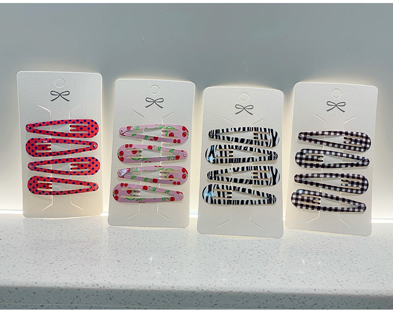 simple style water droplets metal plating hair clip 1 set