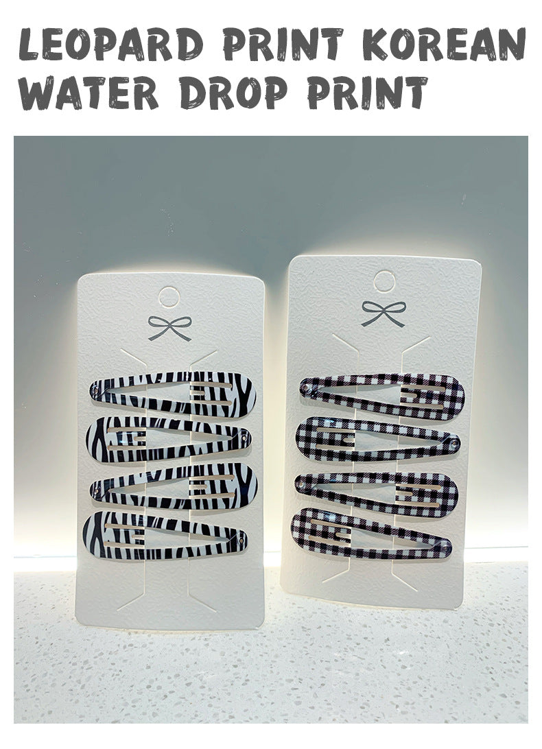 simple style water droplets metal plating hair clip 1 set