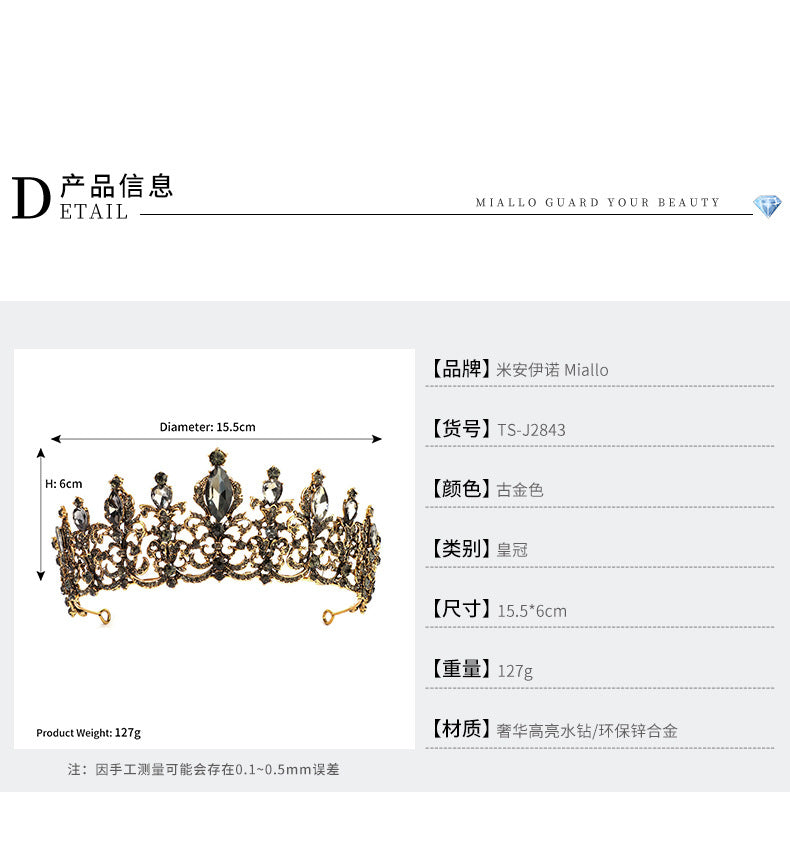 baroque  prom crown rhinestone pearl headband