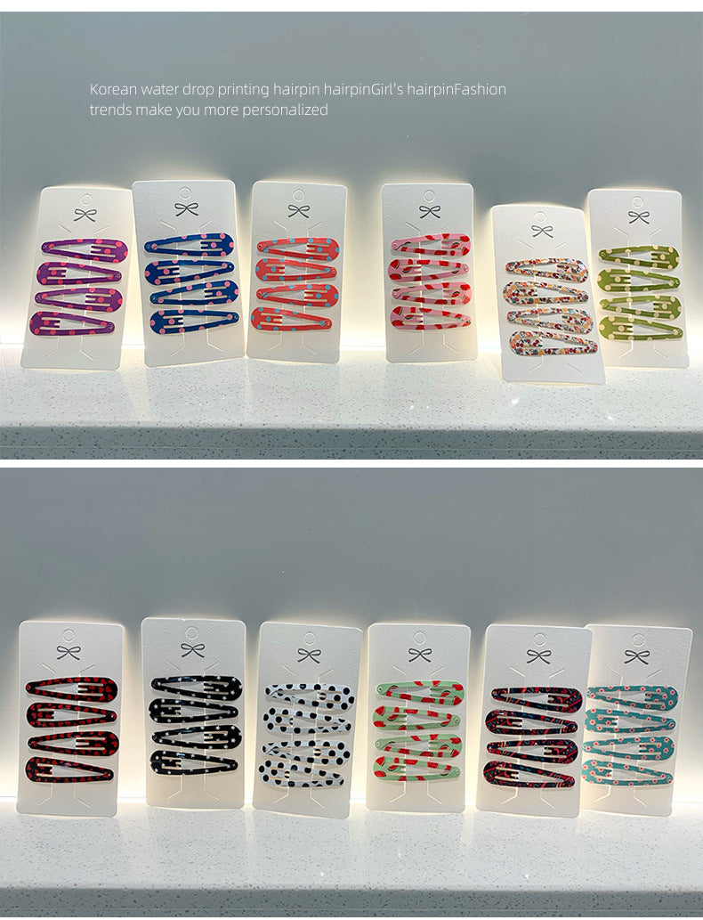 simple style water droplets metal plating hair clip 1 set