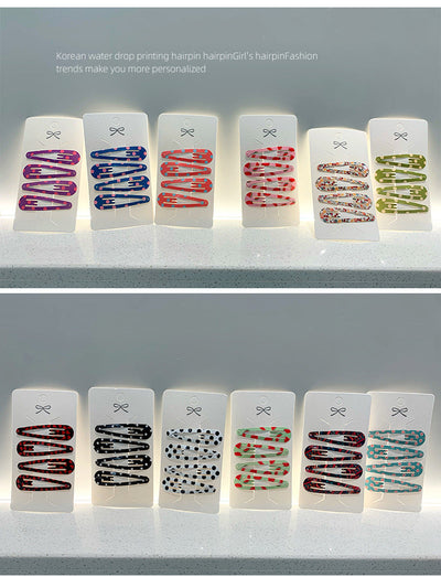 simple style water droplets metal plating hair clip 1 set