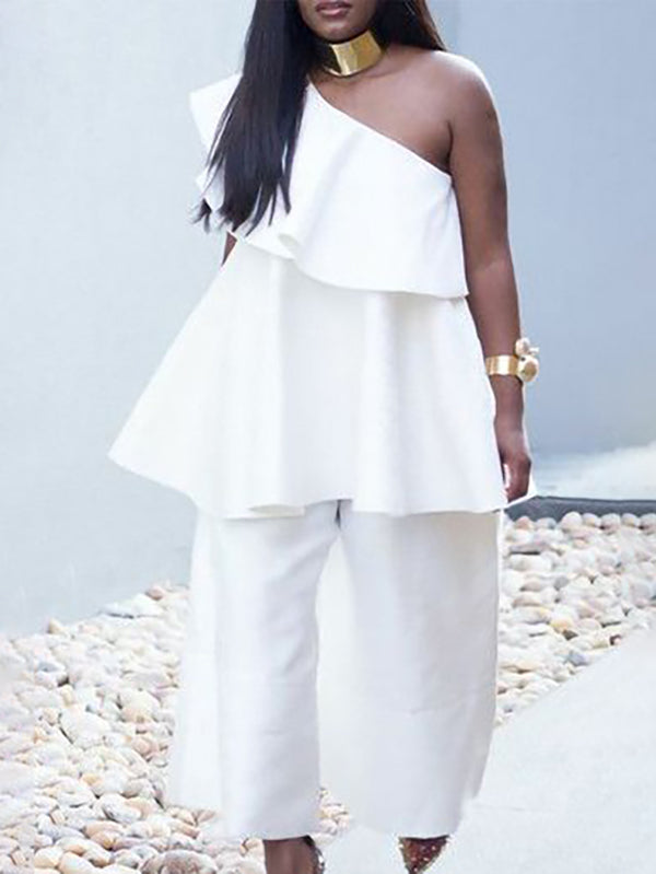 High Waisted Loose Pockets Solid Color Pants Trousers