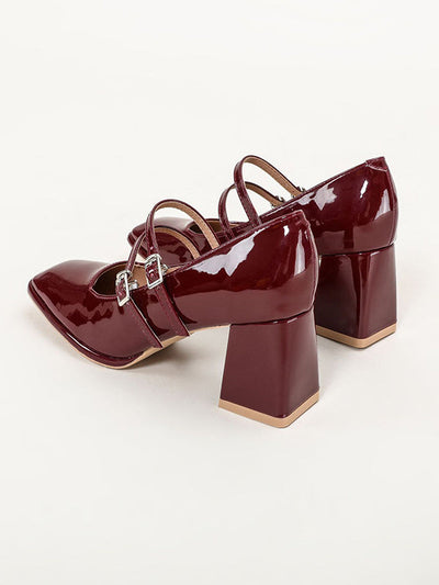 Shallow Cut Square-Toe Mary Janes Pumps