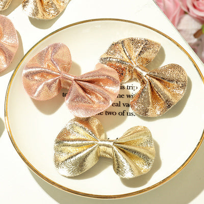 children's shiny leather bow hairpin