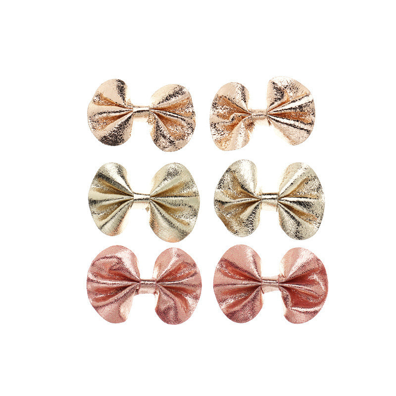 children's shiny leather bow hairpin