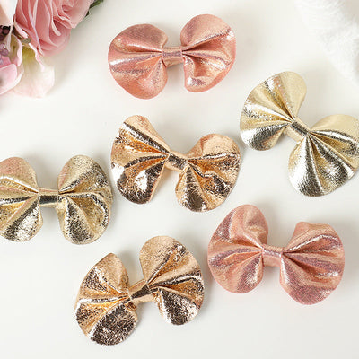 children's shiny leather bow hairpin