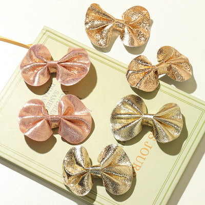 children's shiny leather bow hairpin