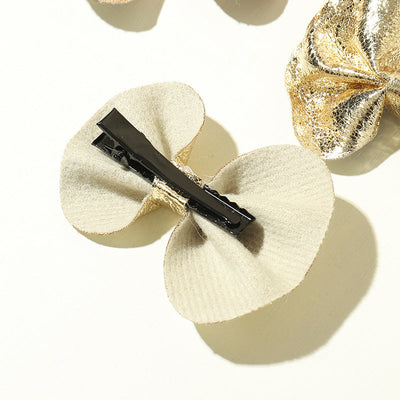 children's shiny leather bow hairpin