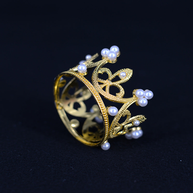 Women's Simple Style Crown Alloy Inlay Rhinestones Pearl Crown