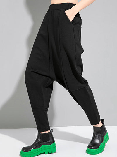 Simple Cool Loose Elasticity Solid Color Casual Harem Pants Bottoms