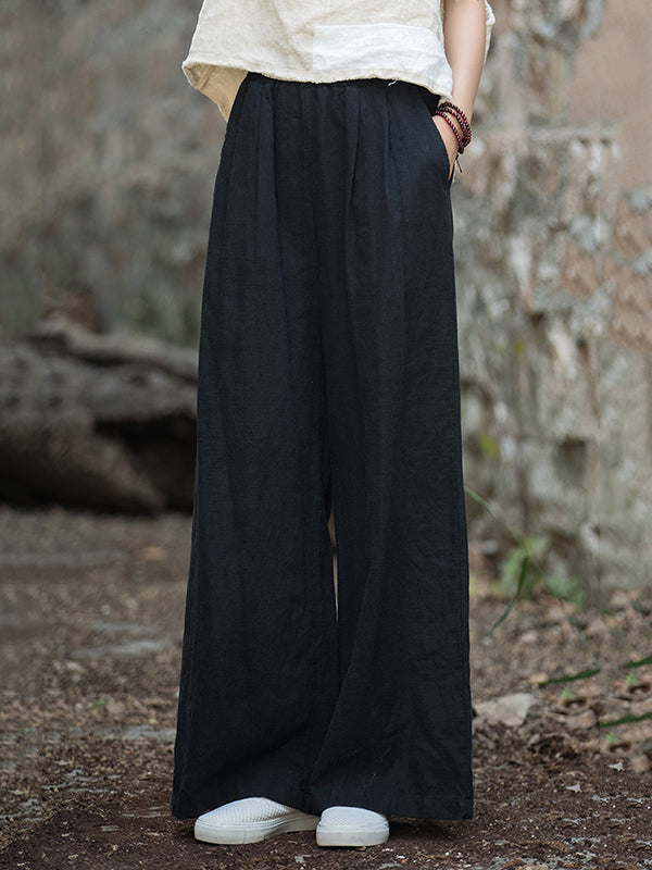 Wide Leg Elasticity Solid Color Pants Trousers