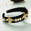 alloy bee diamond-studded gold velvet headband