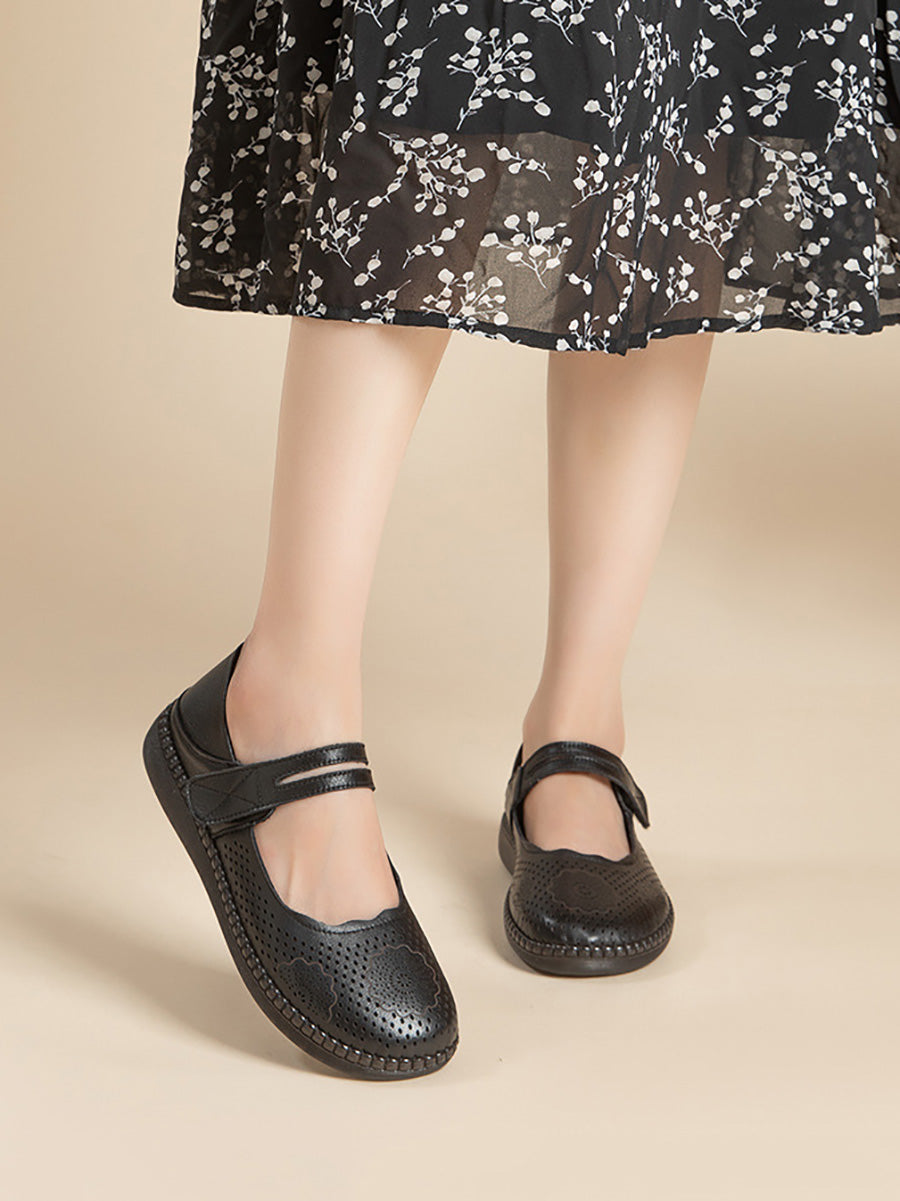 Women Summer Casual Genuinel Leather Low Heel Shoes