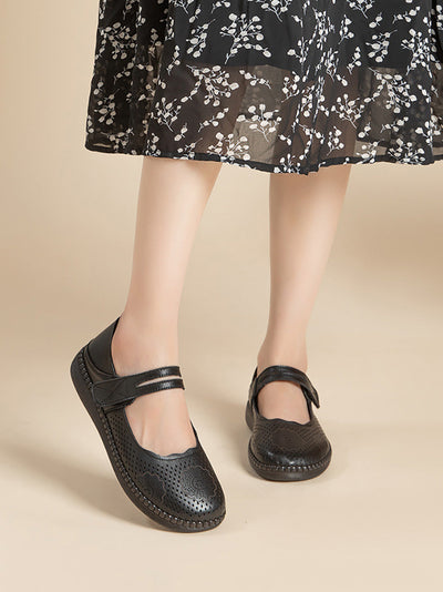 Women Summer Casual Genuinel Leather Low Heel Shoes