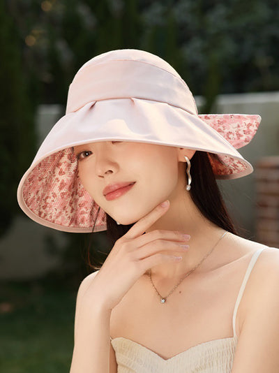 Women Summer Artsy Floral Bowknot Sunproof Hat