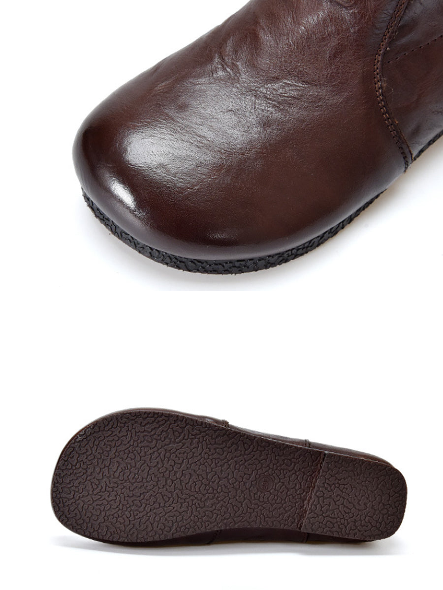 Women Autumn Soft Genuine Leather Low Heel Boots