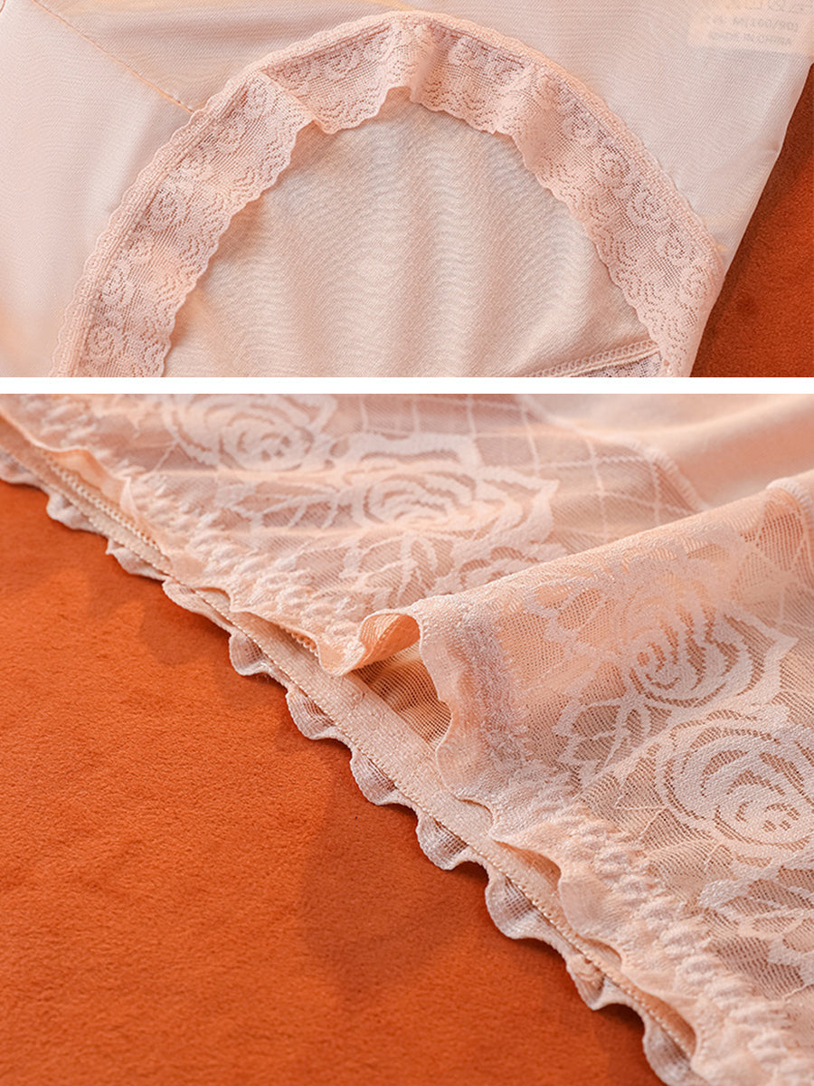 4 Pieces Summer Women Rose Lace High Waist Underwear