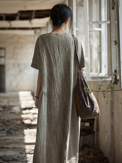 Women Summer Women Summer V-Neck Linen Dress
