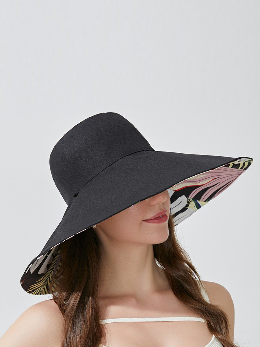 Women Summer Artsy Flower Dual-side Wearing Sunproof Hat