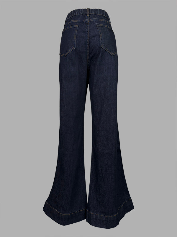 Flared High Waisted Split-Joint Jean Pants Bottoms