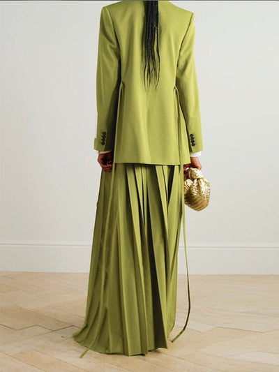 Long Sleeves Embroidered Floral Split-Joint Streamer Lapel Blazer