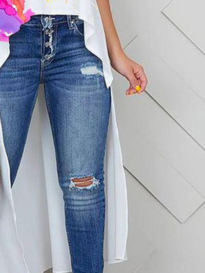 High-Low Loose Flower Print Round-Neck Blouses&Shirts Tops Vest Top