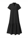 A-Line Loose Solid Color Split-Joint V-Neck Maxi Dresses