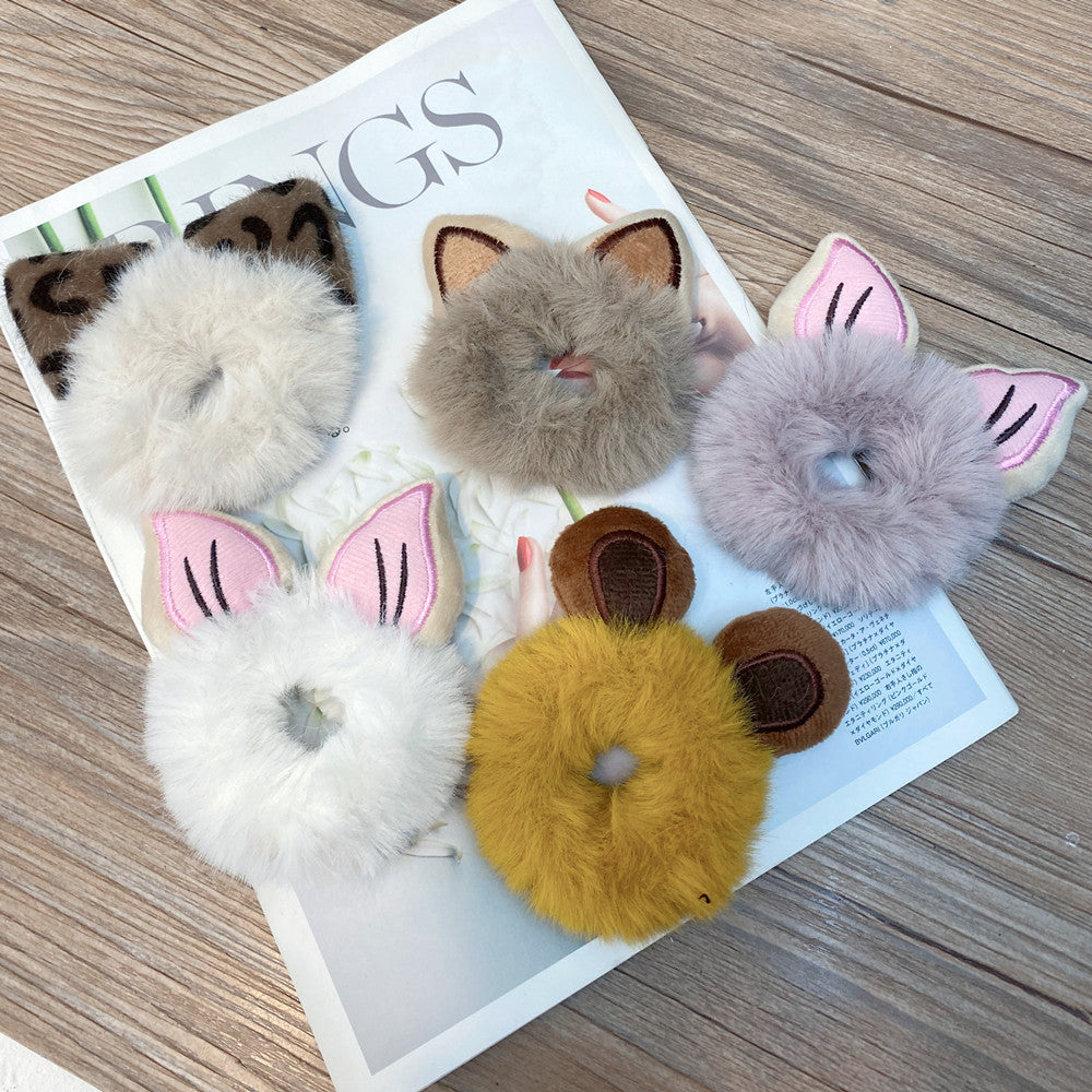 cute cat ears plush hair ring